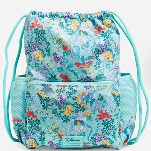Disney ReActive Deluxe Drawstring Backsack in Ariel Floral Ditsy